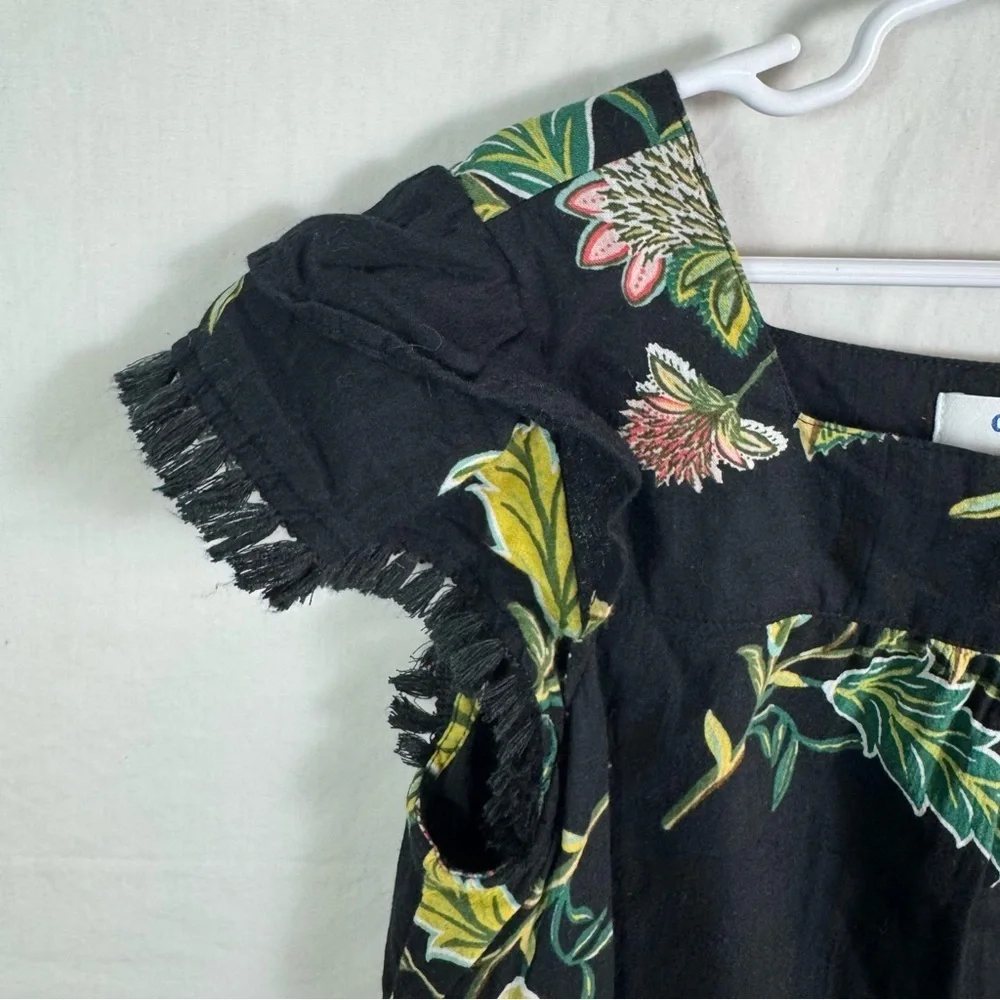 Old Navy Black Dress with Floral Pattern Girls Size L